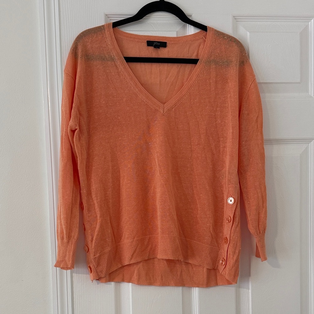 Lightweight V-Neck Sweater in Coral Peach